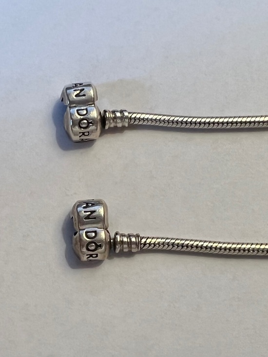 Pandora Jewelry - Pandora Silver Tone Snake Chain Bracelet with Logo End Caps